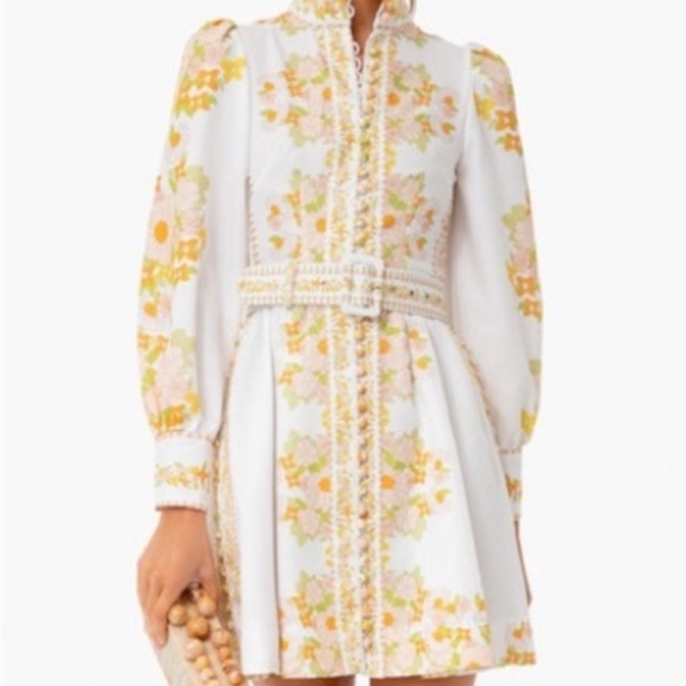 Beulah Style Leila White Dress with Pink and Orange Floral Design